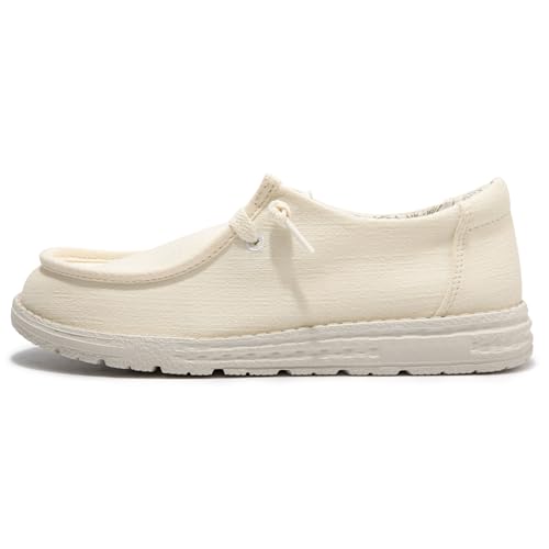 Image of Women's Canvas Loafers, Comfortable Slip-On Walking Shoes | Breathable Fabric Upper, Flexible Boat-Shoe Styling, Easy On and Off for Errands, Travel, Commuting and Everyday Wear