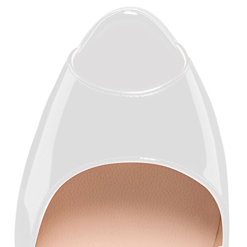 YODEKS Women's Peep Toe High Heel Pumps 8CM Patent Leather Heeled Wedding Office Dress Shoes4