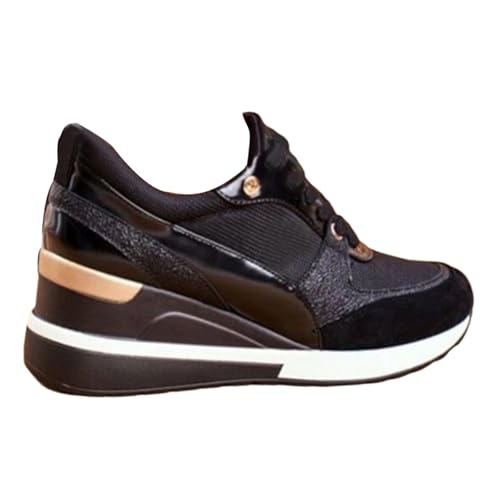 Fooceoute Zapatillas CuñA Mujer Deportivas,Deportivas CuñA Mujer,Zapatillas Deportivas CuñA Interior,CóModo Y VersáTil,Arco Plantar,para Vestir O Diario(Aumento de Altura de 5 cm)
