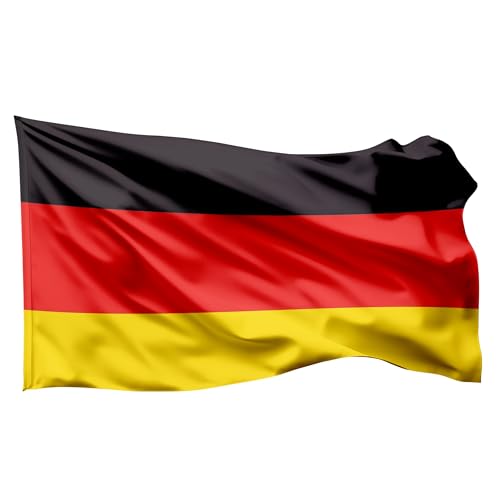 Deutschland Flagge - EM 2024 Fahne 150 * 90 cm groß - Fanartikel - strapahrzierfähiges Polyester & Metallösen (150x90 cm)