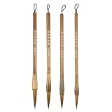 PATIKIL Kalligraphie-Pinsel, Tierhaar, chinesischer Kalligraphiestift, chinesische Kalligraphie-Tinte, Schreibpinsel-Set, chinesisches japanisches Kunstzubehör für Aquarell-Kalligraphie, Anfänger, 4