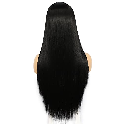 Sapphirewigs Black Straight Lace Front Wigs 13x6 Long Straight Wig for Women Lace Front Synthetic Hair 150% Density Party Daily Wear Heat Resistant 26inch - Image 2