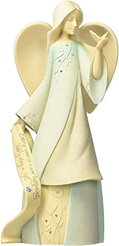 Foundations March Monthly Angel Stone Resin Figurine, 7.5”