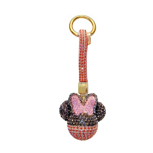 Bling Car Key Chain with Rhinestone, Mouse Shape Crystal Keychain for Women, Girl Cute Keychain for Bag (Style B)