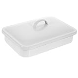 Mipcase Bandeja para Hornear de Esmalte Grueso 12.2X8.3 Pulgadas Tapa para Asar y Almacenar Alimentos en Cocina Doméstica y Profesional