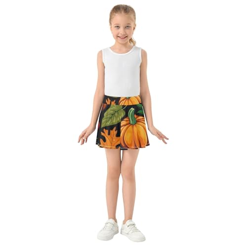 Girls Skorts Athletic Shorts Autumn Pumpkins Sunflowers Kids Tennis Skirts Cheer Girl Skort 3t3