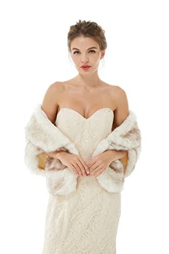 Women's Winter Warm Faux Fur Shrugs Stole Coats,Bridal Wedding Shawls Bridesmaids Wraps Cover up4