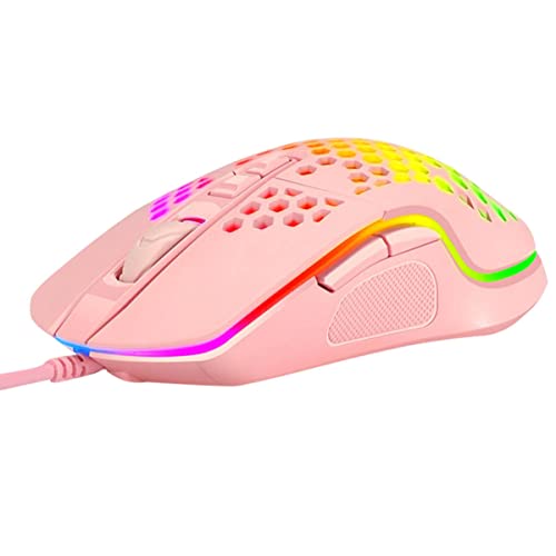 Souris de jeu filaire rose Veemoon avec 4 niveaux DPI réglables et design ajouré