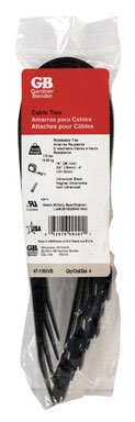 GB Gardner Bender 47-115UVB 15" Black Releasable Cable Ties 4 Count