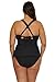 BECCA ETC. Women's Standard Modern Edge Plus Size Bandeau Tankini, Adjustable, Tie Back, Swimsuit Tops, Black