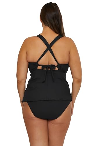 Womens Modern Edge Plus Size Bandeau Tankini, Adjustable, Tie Back, Swimsuit Tops for Women2