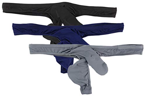 Naturemore Sexy ice Silk JJ Set Bikini Bullets Separated Transparent Men's Underwear, Gr+bk+rb