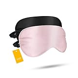 Luxtude 2 Pack Silk Eye Masks for Sleeping Blackout, Natural Mulberry Silk Sleep Masks, Organic Satin Sleeping Mask, Blindfold, Eyemask, Night Masks, Eye Covers, Eye Shades for Women Men, Black & Pink