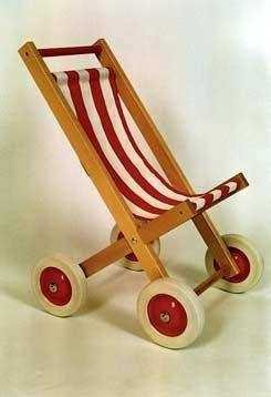 Holz-Wenzel 350009 - Puppenbuggy Maja aus Buchenholz, ca. 40 x 34 x 60 cm, mit 4 Gummireifen
