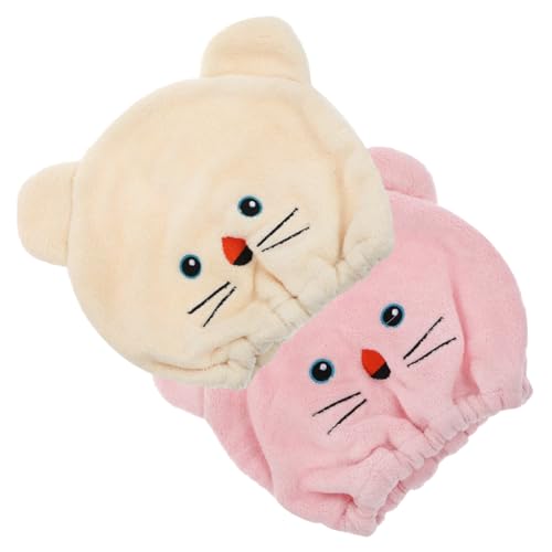 Alipis 2 Piezas Toallas Absorbentes para Cabello Niñas Secado Suave con Diseño de Dibujos Animados de Rosa para Uso Diario y Cuidado Capilar