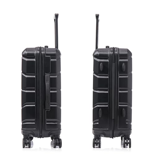 Image of DUKAP SENSE 3-Piece Hardside Spinner Luggage Set Durable Zipper Black