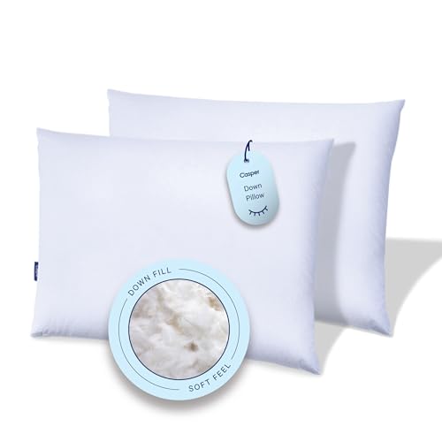 Image of Casper Sleep Down Pillow for Sleeping, King, White, Two Pack