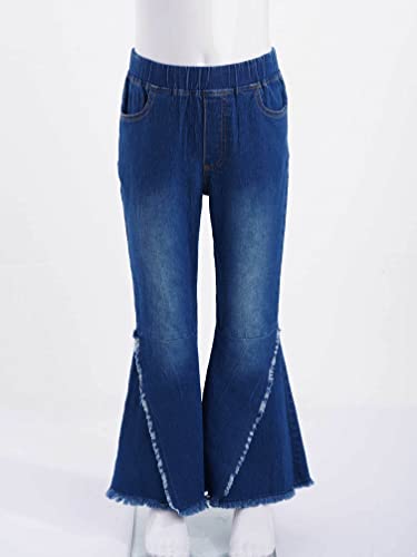 Kids Cowgirl Cute Flare Bootcut Jeans Bell Bottoms Jeans for Girls Blue Casual Ripped Denim Pants3