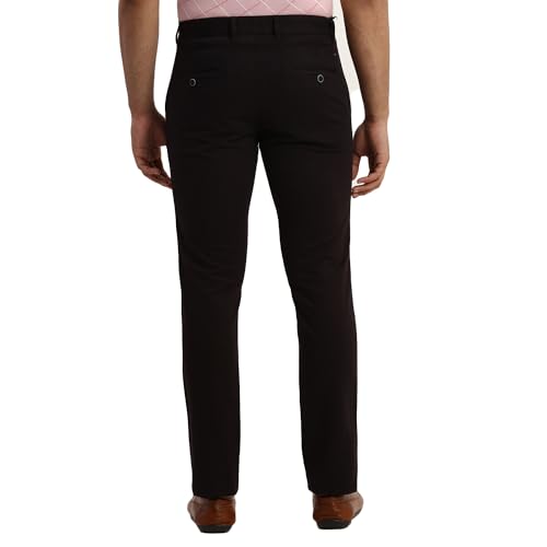 Image of Parx Men's Cotton Blend Solid Pattern Low Rise Tapered Fit Flat Front Casual Trouser