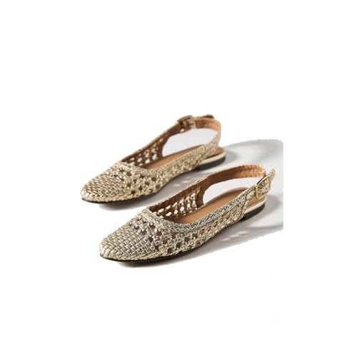 Woven Flats Shoes Women Dressy Comfortable Pointed Close Toe Slingback Dress Shoes Mesh Flats Low Heel with Buckle2