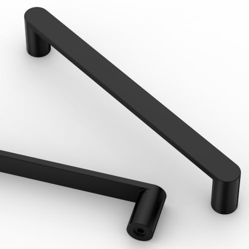 Image of Asidrama 10 Pack 6.25 Inch(160mm) Matte Black Cabinet Pulls Heavy-Duty Solid Kitchen Cabinet Handles Black Drawer Hardware for Bathrooms Cabinets 3644