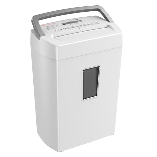 Bonsaii Trituradora de Papel de Microcorte, 12 Hojas, Nivel de Seguridad P-4, Antiatascos y Protección contra Sobrecalentamiento, Cubo de Basura de 21 litros, para Oficina o Hogar, C275-B