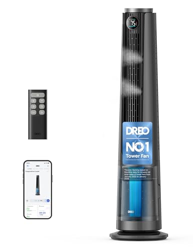 DREO TurboCool Misting Fan 765S 3-in 1 Ultrasonic Misting Fans that Blow Cold Air with 6L Tank 10 m/s Cooling Fan for Bedroom 20dB Quiet DC Motor 90 Standing Fan with 12 Speeds 4 Modes Grey