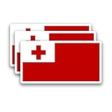 (3Pcs) Tonga Flag Stickers – Tongan National Flag Vinyl Decals, Waterproof Sticker for Laptop, Water Bottle, Scrapbook, Phone Case, Travel Gear, 3" x 1.6"