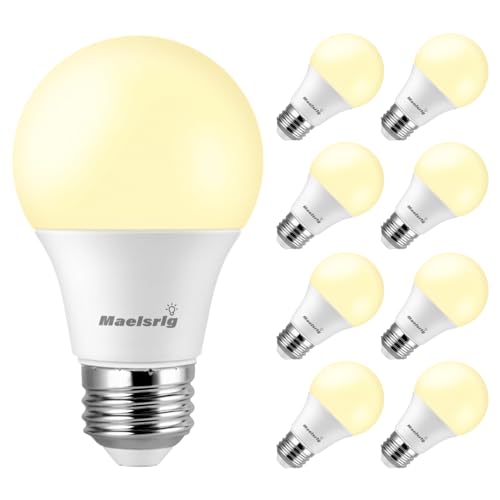 Maelsrlg A19 LED Light Bulbs 60 Watt Equivalent 90 CRI Dimmable Warm White 3000K 760 Lumens E26 Base 120V 8W LED Bulbs for Bedroom Living Room 8-Pack