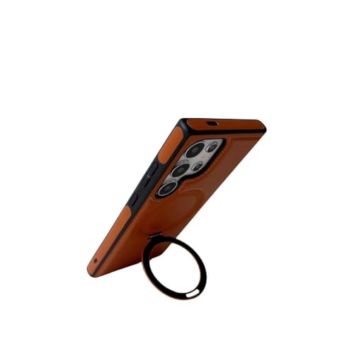 Coque Samsung S23 Ultra en cuir rouge mat avec support - 5