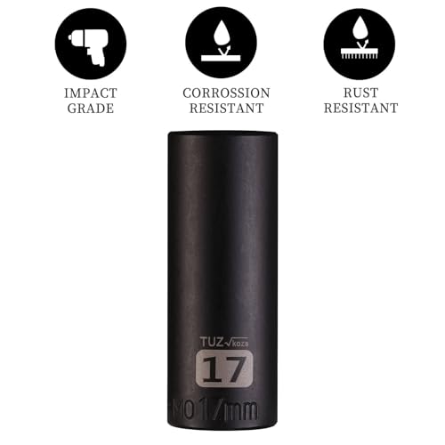 Image of 3 /8 inch Square Drive 17mm Metric Impact Socket,Hex Deep Socket Design,CR-MO Steel for Nut repair for Any Application