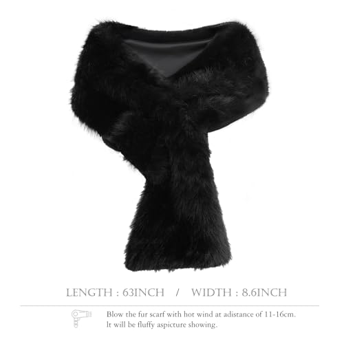Faux Fur Shawl Wraps for Women Sleeveless Winter Fur Wrap Neck Warmer 1920s Faux Fur Stole for Bridal Wedding Party4