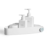 Große Kapazitäten：Bietet genügend Platz für die Seife, Shampoo, Gesichtsreiniger, Lotion, Pinsel und so weiter. Die badregal ohne bohren wird mit einem weißen Haken geliefert, an dem Badekugeln, Handtücher, Bürsten usw. aufgehängt werden können.