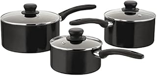 Judge Radiant JOMB2 Teflon Non-Stick 7-Piece Saucepan Set, Milk Pan, 1.5QT, 3QT & 4QT Pans, Glass Lids with Vent, Induction Ready, Oven Safe - 25 Year Guarantee