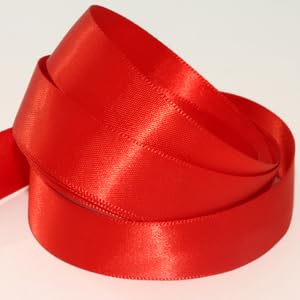 Double Faced Satin Ribbon. 7mm, 10mm, 15mm & 25mm. 58 Colours. 20m Roll (25mm, Passion Red Col840)
