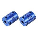QUARKZMAN 2 Stück 6,35 mm auf 6,35 mm Aluminiumlegierung Wellenkupplung L25xD19 Flexibler Kuppler mit Schrauben für Encoder und Motoren, Blau