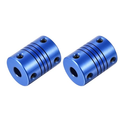 QUARKZMAN 2 Stück 6,35 mm auf 6,35 mm Aluminiumlegierung Wellenkupplung L25xD19 Flexibler Kuppler mit Schrauben für Encoder und Motoren, Blau