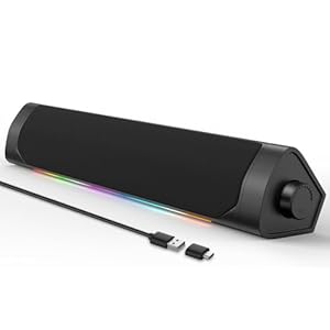 USB Computer Speakers for Desktop Pc,Bluetooth PC Speakers with Headphone Output,2 Ways Connect USB Powered Wired Speakers for Windows,Linux,Mac Air/Pro Phones(USB-C to USB Adapter Included)