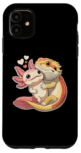 Reptile Keeper Pet Owner Cute Bearded Dragon Hugging Axolotl X}zP[X iPhone 11 p