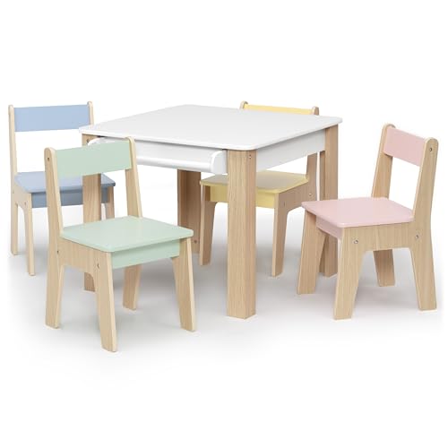 Delta Children - GapKids Table and 4 Chair Set with Paper Roll Holder - Greenguard Gold Certified, Pastel