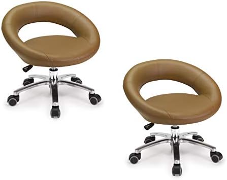 Set of 2 Salon Nail Pedicure Stool HARMONY CAPPUCCINO Pedicure Chair Pneumatic, Adjustable, Rolling Salon Furniture & Equipment
