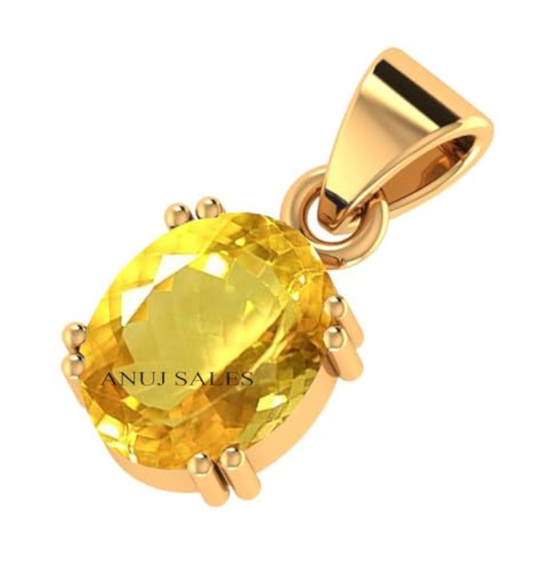 8.25 Ratti Natural Yellow Sunela Stone Gold Plated Locket