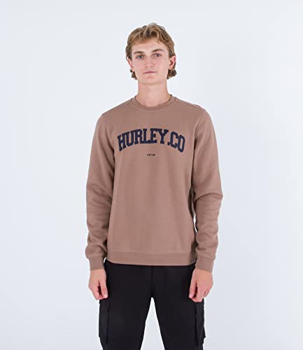 Hurley Applique Crew Sweatshirt, Taupe (Taupe Haze), L Homme