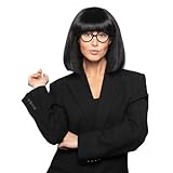 Enigma Costume Wigs Edna Designer Wig – Black Bowl Cut Incredible Mode Inspired by Animated Hero Fashion Engineer for Halloween Women's Adult MaxWigs Care Guide