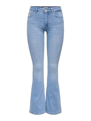 Image of Only Women's Mid Rise Bootcut Flared Jeans | Stretchy & Stylish Retro Look