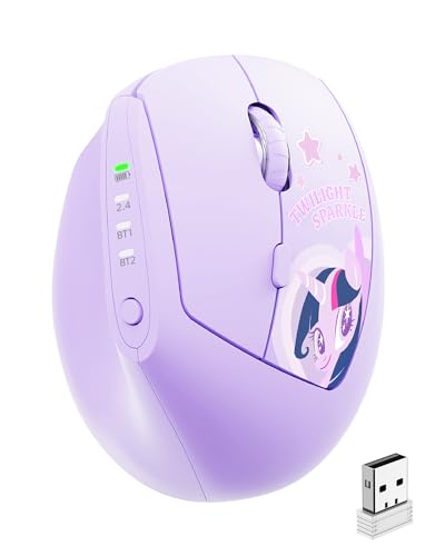 Image of My Little Pony Ergonomic Vertical Mouse, VM01 Dual-Mode (2.4GHz /Bluetooth) Wireless Silent Mouse with LED Battery Indicator, 6 Buttons Silent Clicking Mouse for Wrist Comfort, PC, Laptop, Mac (Purple)