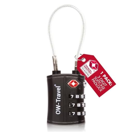 OW-Travel Lucchetto con Combinazione Cavo TSA, flessibile per Valigie e Bagagli da Viaggio in acciaio, per armadietto, palestra. Nero 1 pezzo