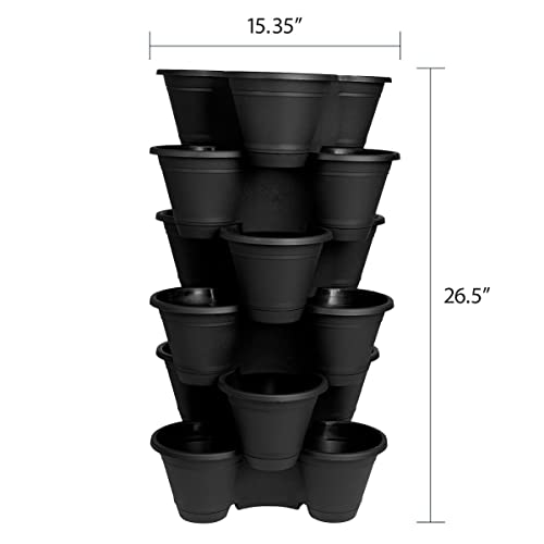 6 Tier Stackable Vertical Plastic Planter Flower Garden Herb Planter Indoor/Outdoor Use, Terracotta Clay Color #TOP6