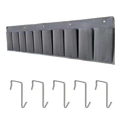 RVZONE RV Shoe Pockets 10 Pockets Heavy Hanging Bedside Storage Organizer with Sturdy Hooks Storage Pockets Hangs on bed for Shoes Toys and Tool Accessories