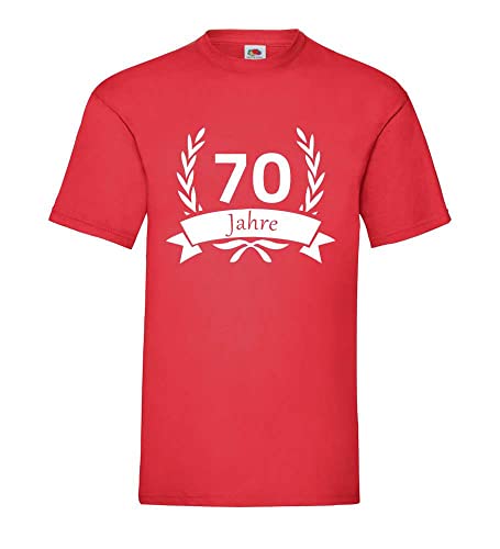T-shirt 70 ans homme rouge laurier le cadeau d'anniversaire mémorable